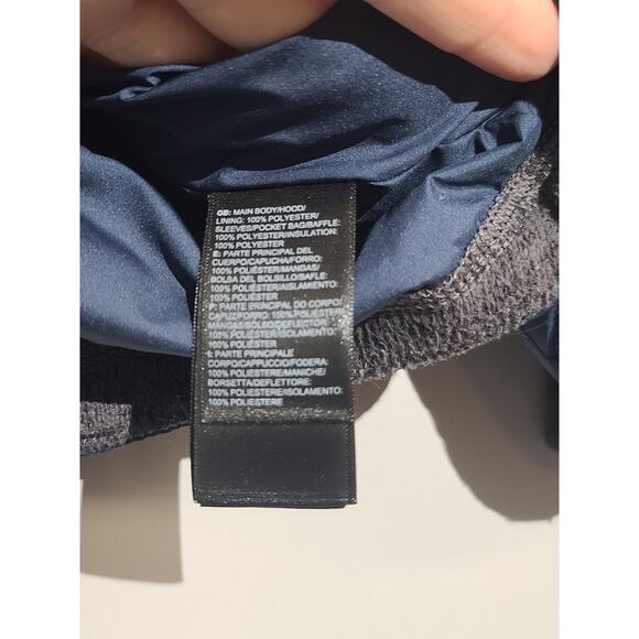 The North Face Quilted Sweater Fleece Hoodie Boy's Blue/Gray Size Small - Picture 6 of 7